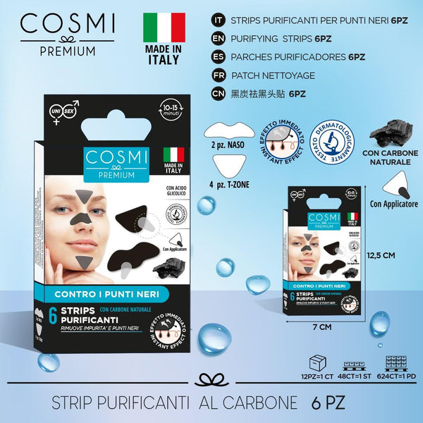 🧴 Parches Faciales Purificantes con Ácido Glicólico + Carbón – Limpieza Profunda en Cada Aplicación (6 Piezas)